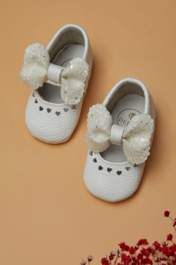 Bobby Beyaz Doğal Deri Bebek Makosen